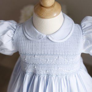 RARE Smocked Blue Heirloom Dress Feltman Brothers Portrait Wedding NWT